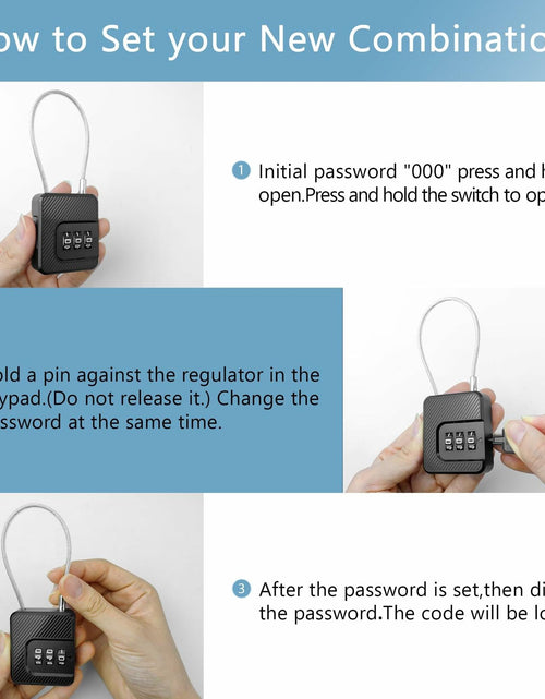 Load image into Gallery viewer, Coipdfty 3-Digit Combination Lock Flexible Steel Cable Waterproof Black 2-Pack
