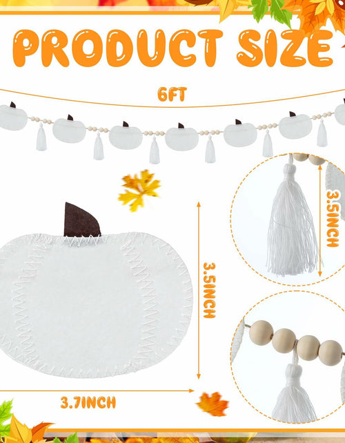 Load image into Gallery viewer, Breling 6ft White Felt Pumpkin Garland Fall Thanksgiving Neutral Decor

