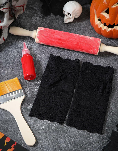 Load image into Gallery viewer, Yearntown Halloween Costume Accessories Black Lace Fingerless Gloves One Size
