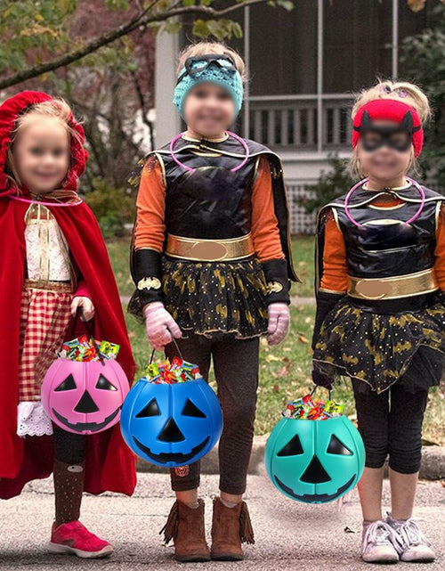 Load image into Gallery viewer, DQFAQYY Teal Pumpkin Bucket 7" Plastic Halloween Candy Bowl 7x7x5.5in
