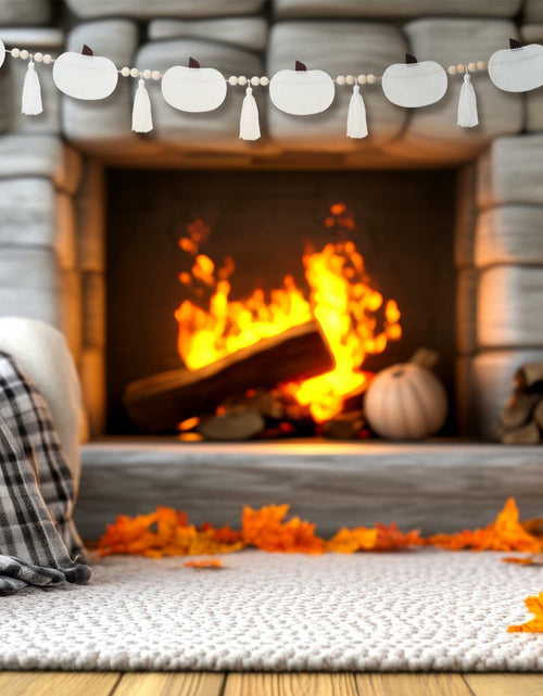 Load image into Gallery viewer, Breling 6ft White Felt Pumpkin Garland Fall Thanksgiving Neutral Decor
