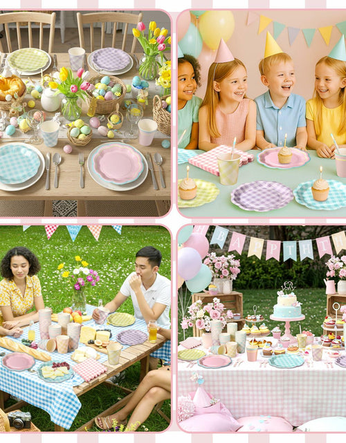 Load image into Gallery viewer, Yungyan 216 Pc Gingham Party Supplies Set Plates Cups Napkins Classic Color
