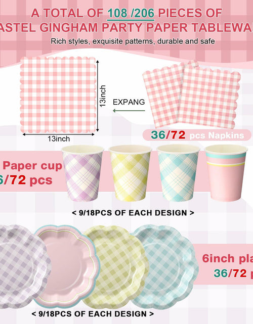 Load image into Gallery viewer, Yungyan 216 Pc Gingham Party Supplies Set Plates Cups Napkins Classic Color
