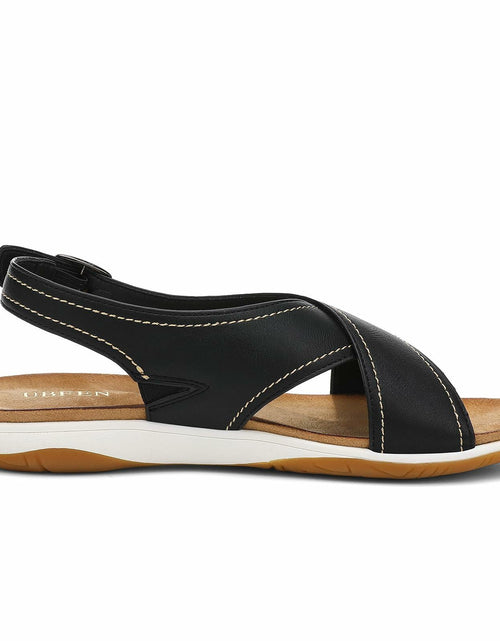 Load image into Gallery viewer, UBFEN Womens Flat Sandals Arch Support Adjustable Slingback Black Size 8
