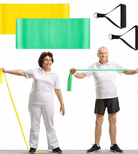 Relaxgiant 2pcs Resistance Bands with Handles Chair Exercise Yellow Green