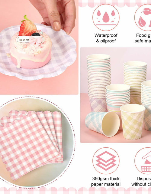 Load image into Gallery viewer, Yungyan 216 Pc Gingham Party Supplies Set Plates Cups Napkins Classic Color
