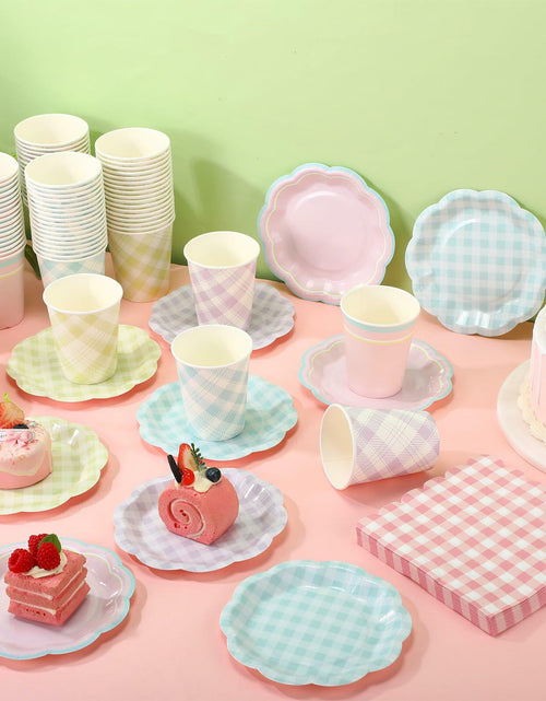 Load image into Gallery viewer, Yungyan 216 Pc Gingham Party Supplies Set Plates Cups Napkins Classic Color
