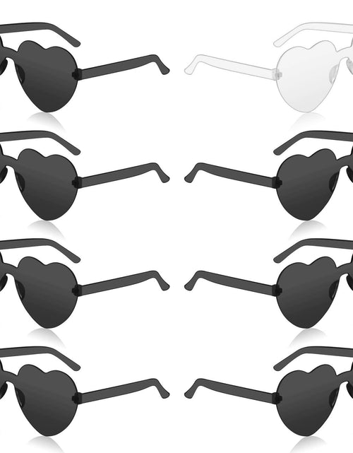 Load image into Gallery viewer, MGupzao 8 Pack Heart Shaped Sunglasses Frameless Black &amp; Translucent
