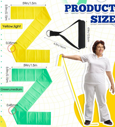 Relaxgiant 2pcs Resistance Bands with Handles Chair Exercise Yellow Green