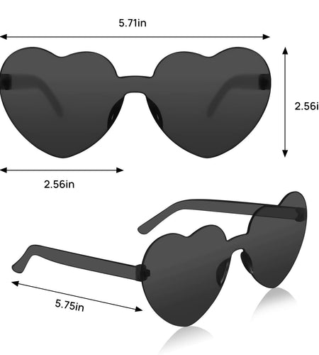 MGupzao 8 Pack Heart Shaped Sunglasses Frameless Black & Translucent