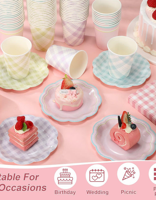 Load image into Gallery viewer, Yungyan 216 Pc Gingham Party Supplies Set Plates Cups Napkins Classic Color
