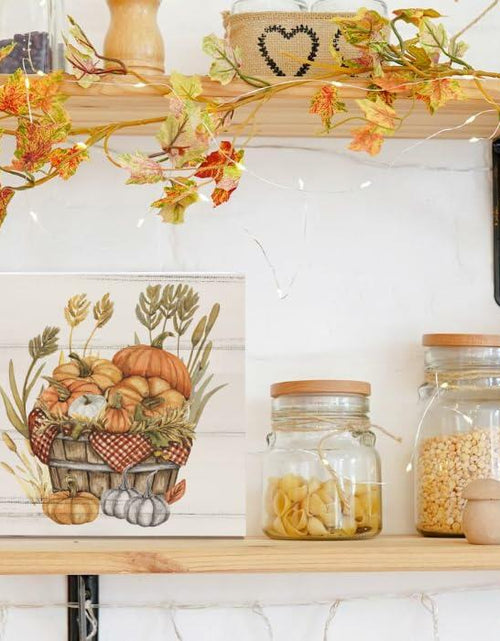 Load image into Gallery viewer, ULEGIE Fall Autumn Wood Box Sign Pumpkin Thanksgiving Decor 5x5 Inch
