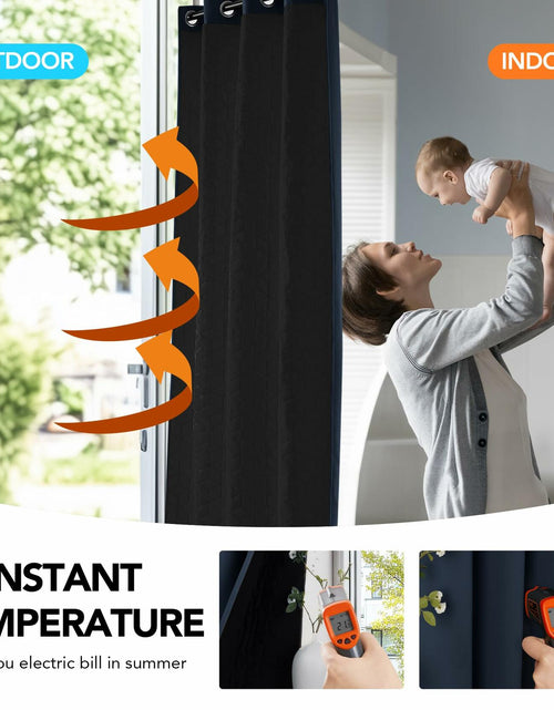 Load image into Gallery viewer, Deconovo Blackout Door Curtain Double Layer Insulated Navy 38x80 1 Panel
