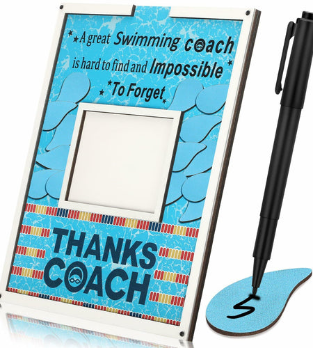 Yuntau Swimming Coach Frame Plaque Blue Wood Chips Signature Pen Gift