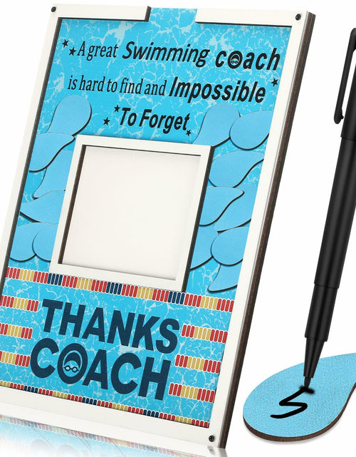 Load image into Gallery viewer, Yuntau Swimming Coach Frame Plaque Blue Wood Chips Signature Pen Gift
