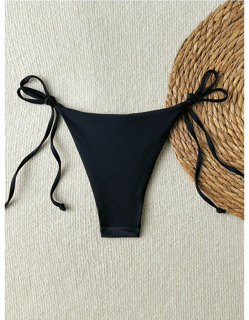 Load image into Gallery viewer, Verdusa Women's Boho Floral Thong Bikini Bottom Tie Side Black Size S
