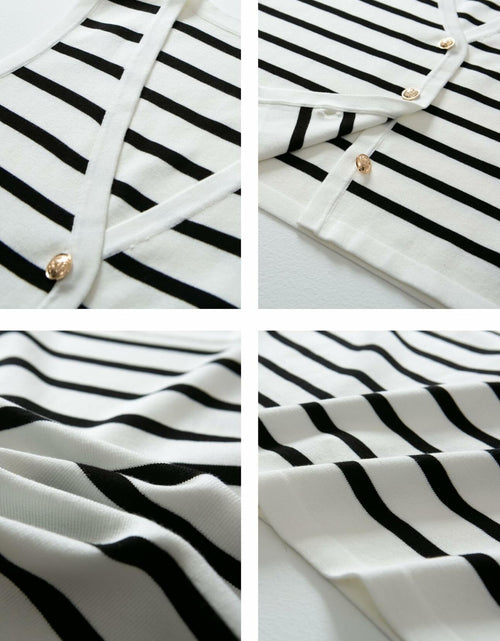 Load image into Gallery viewer, Chevara Women's Sleeveless Striped Sweater Vest V Neck White Size S
