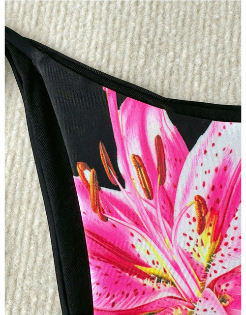 Load image into Gallery viewer, Verdusa Women's Boho Floral Thong Bikini Bottom Tie Side Black Size S
