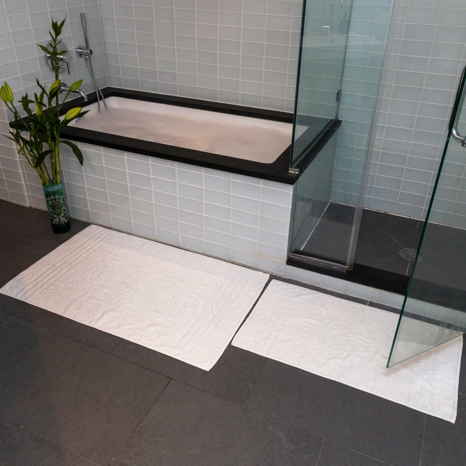 Mosobam Luxury Turkish Bath Mat 20x34 White 1000 GSM Bamboo Viscose Cotton