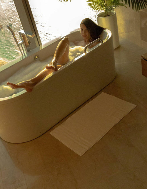 Load image into Gallery viewer, Mosobam Luxury Turkish Bath Mat 20x34 White 1000 GSM Bamboo Viscose Cotton
