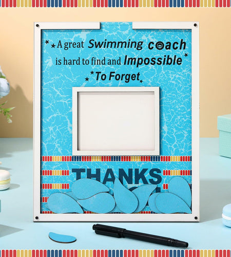 Yuntau Swimming Coach Frame Plaque Blue Wood Chips Signature Pen Gift