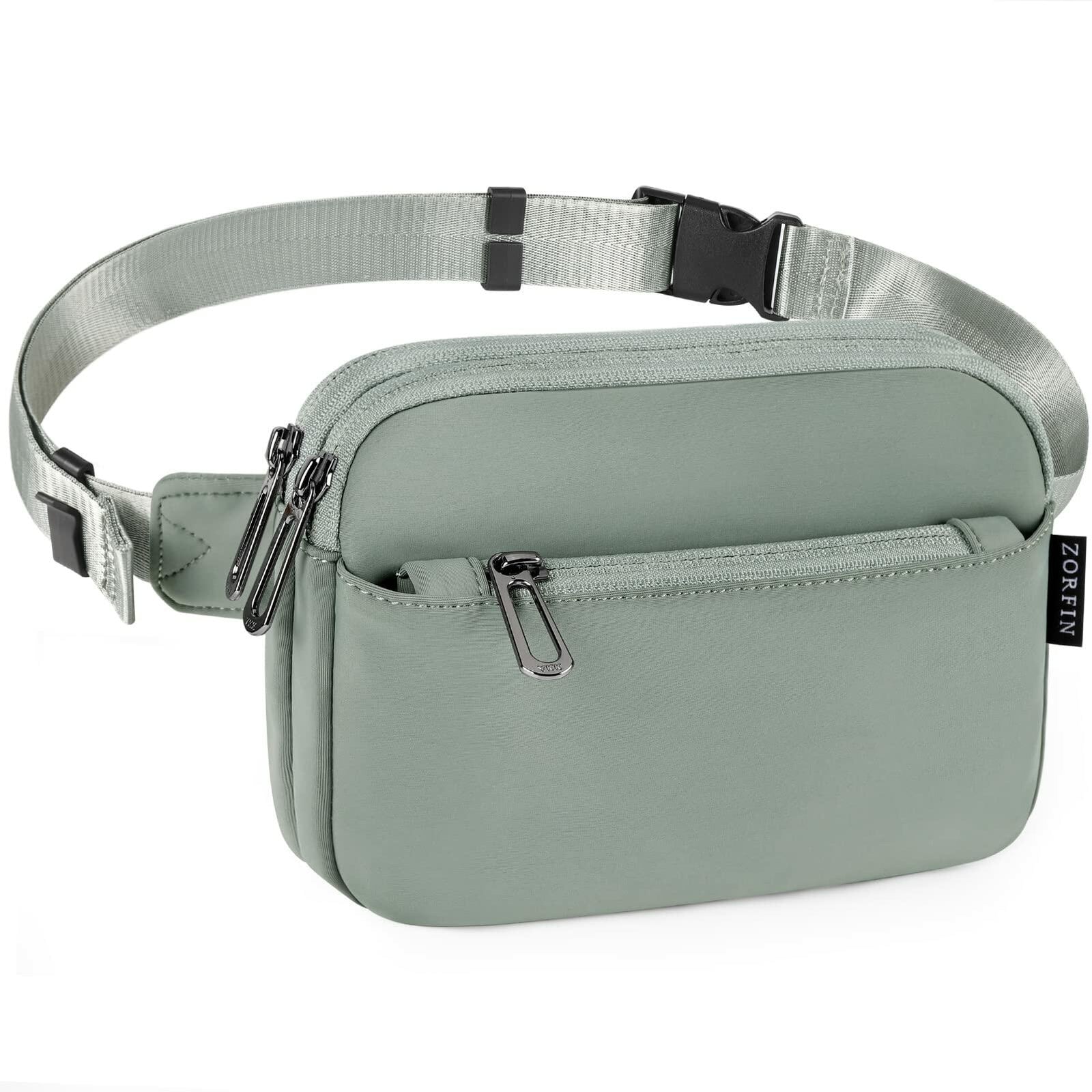 ZORFIN Fanny Pack Crossbody Belt Bag Adjustable Strap Camo Black One_Size