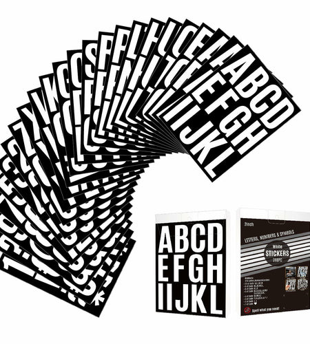 YTPZCL Waterproof Vinyl Letter Stickers White 2in 318 Count Self Adhesive
