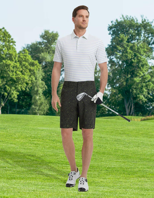 Load image into Gallery viewer, M MAELREG Mens Lightweight Water-Resistant Golf Shorts Black Grid Size 32
