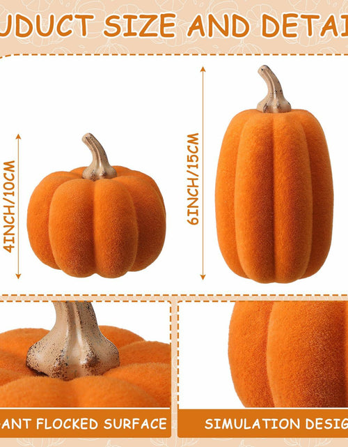 Load image into Gallery viewer, Vicenpal 2 Pcs Orange Foam Pumpkins Fall Thanksgiving Decor Flocked Velvet
