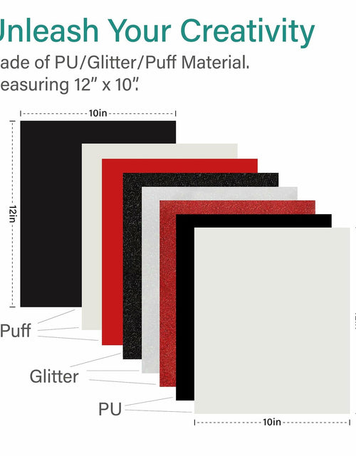 Load image into Gallery viewer, Crab HTV Heat Transfer Vinyl 8 Pack PU Glitter Puff 12x10 Inch
