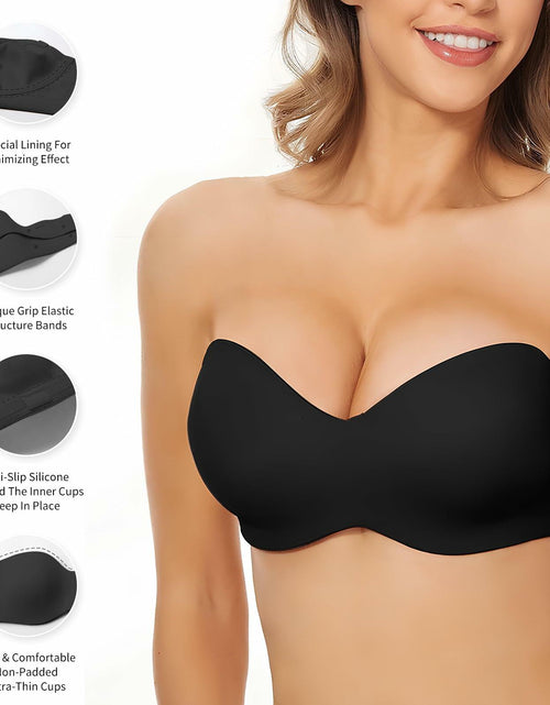 Load image into Gallery viewer, Woobilly Strapless Non Padded Push Up Convertible Bra Black Size 44F
