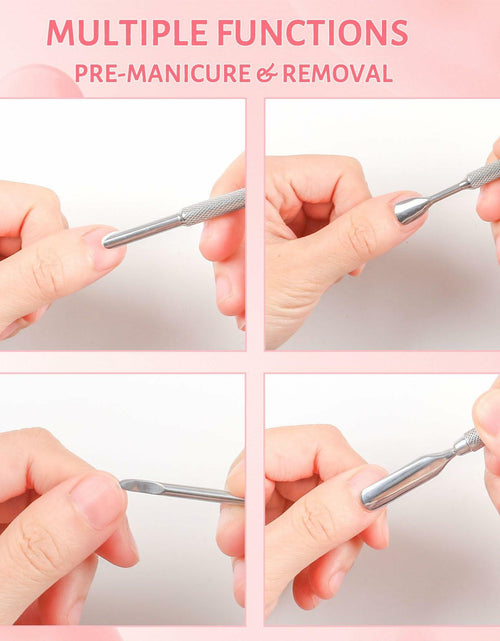Load image into Gallery viewer, BOMOQING Cuticle Pusher 2PCS &amp; 60 Nail Sand Polishing Tablets Silver Kit
