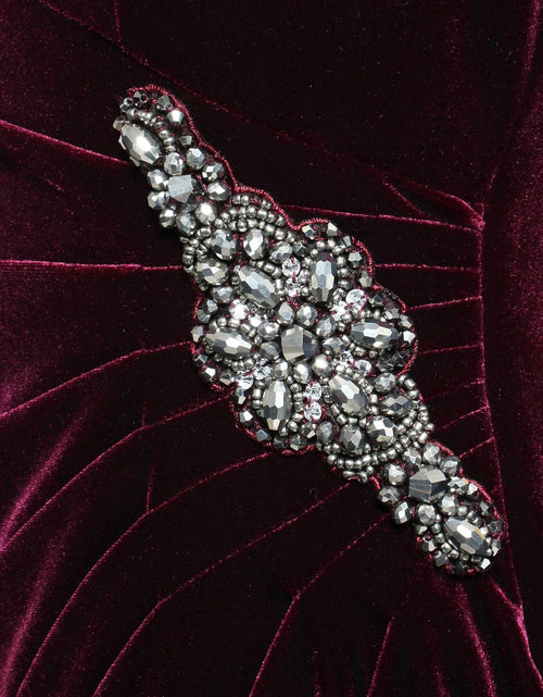 Load image into Gallery viewer, Alex Evenings Women's Velvet Puff Sleeve Cocktail Gown Wine Size 4
