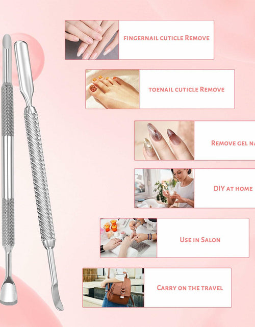 Load image into Gallery viewer, BOMOQING Cuticle Pusher 2PCS &amp; 60 Nail Sand Polishing Tablets Silver Kit
