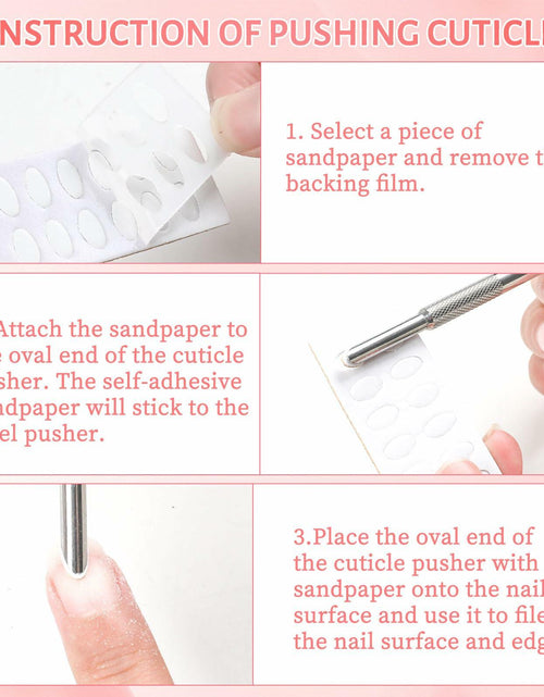 Load image into Gallery viewer, BOMOQING Cuticle Pusher 2PCS &amp; 60 Nail Sand Polishing Tablets Silver Kit

