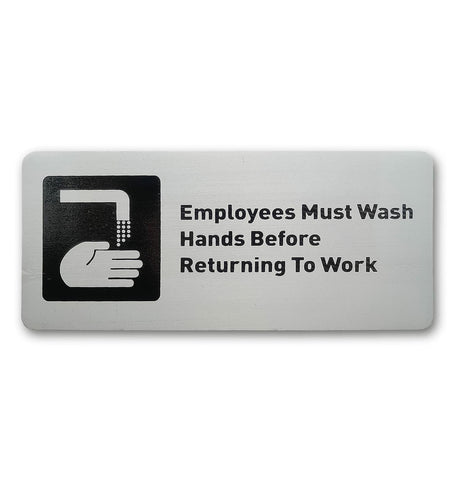 ACFELT Employees Must Wash Hands Sign Aluminum 7x3 Double Sided Tape