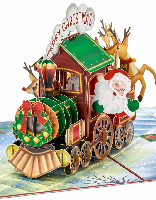 Load image into Gallery viewer, POPWOW Christmas Gingerbread Train 3D Pop Up Card 5x7 with Envelope
