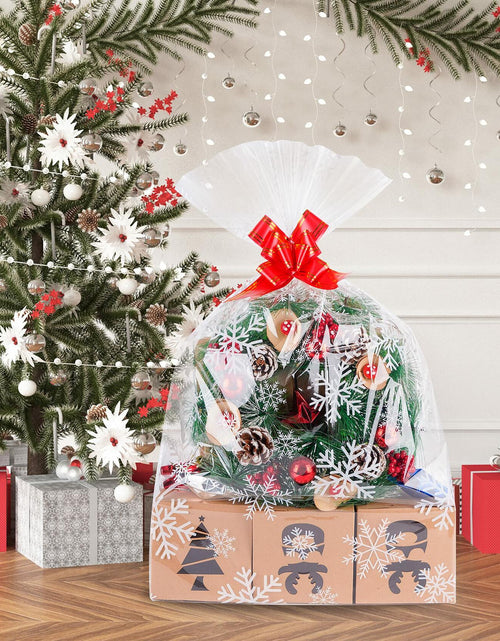 Load image into Gallery viewer, Kolewo4ever Christmas Snowflake Cellophane Bags 20pcs 16x24in Red Floral
