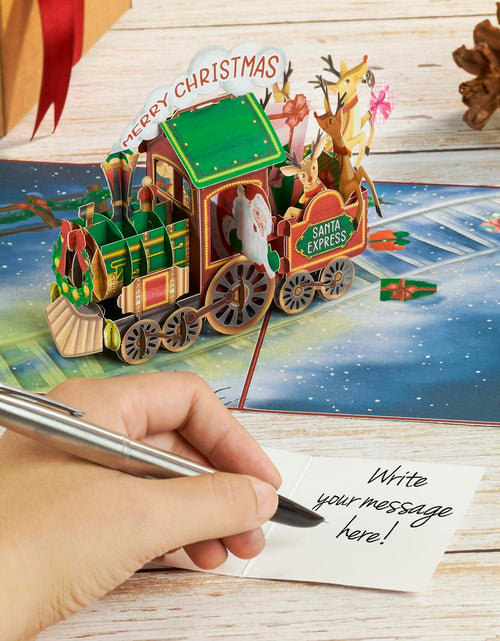 Load image into Gallery viewer, POPWOW Christmas Gingerbread Train 3D Pop Up Card 5x7 with Envelope
