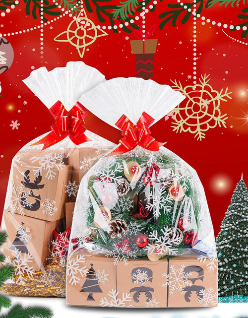 Load image into Gallery viewer, Kolewo4ever Christmas Snowflake Cellophane Bags 20pcs 16x24in Red Floral
