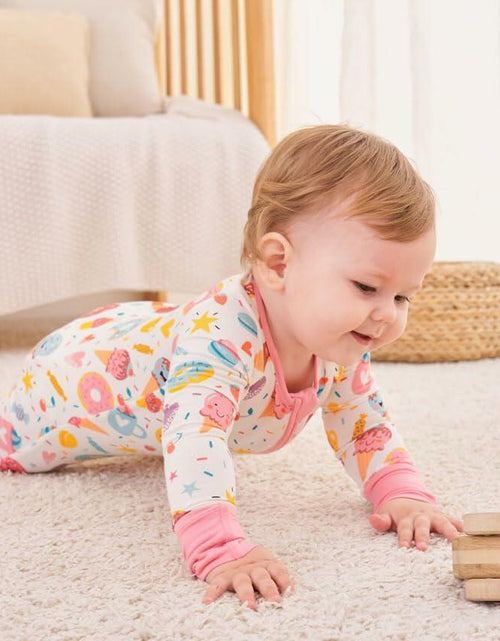 Load image into Gallery viewer, SUZEL Baby Bamboo Pajamas Footless Romper Ice Cream Size 3-6M
