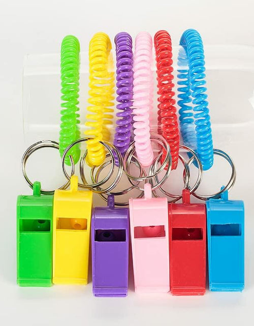Load image into Gallery viewer, Vocoliday 24pcs Sport Whistle Bracelets with Keychain Plastic Halloween Birthday
