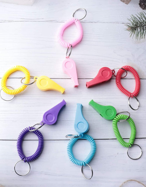 Load image into Gallery viewer, Vocoliday 24pcs Sport Whistle Bracelets with Keychain Plastic Halloween Birthday
