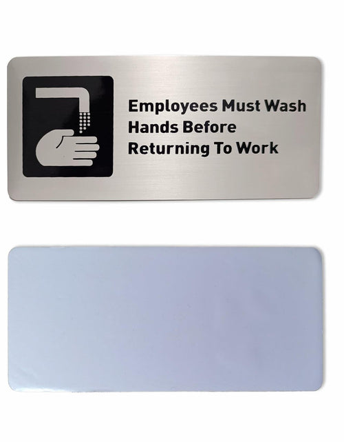 Load image into Gallery viewer, ACFELT Employees Must Wash Hands Sign Aluminum 7x3 Double Sided Tape
