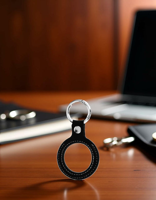 Load image into Gallery viewer, Sluswallow Black Leather Coin Holder Keychain Standard Size Black
