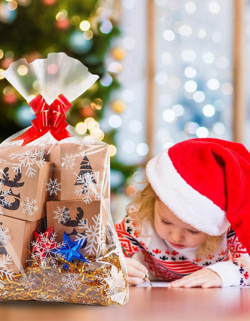 Load image into Gallery viewer, Kolewo4ever Christmas Snowflake Cellophane Bags 20pcs 16x24in Red Floral
