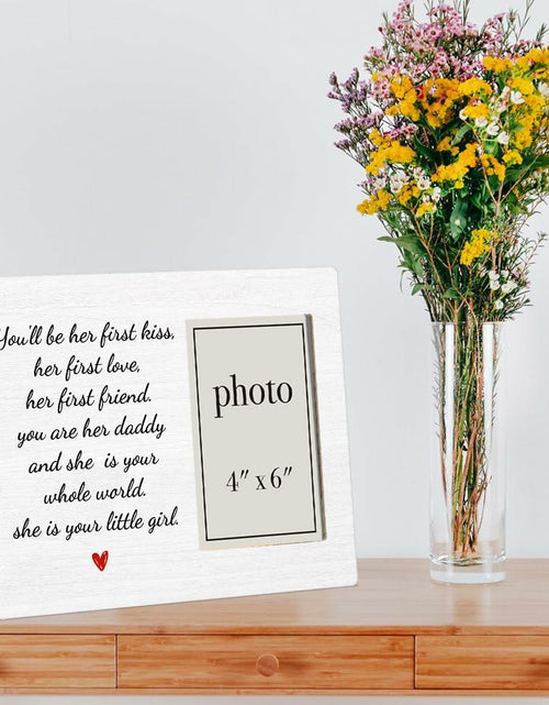 Load image into Gallery viewer, QZJ New Dad Wood Picture Frame Girl Dad Gifts 4x6 Inch Multicolour
