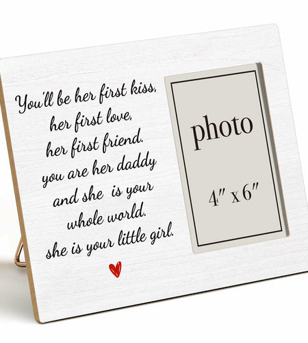 QZJ New Dad Wood Picture Frame Girl Dad Gifts 4x6 Inch Multicolour