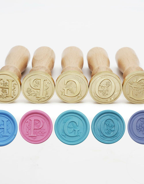 Load image into Gallery viewer, QINGNING Alphabet Brass Wax Seal Stamps with Wood Handles Color W
