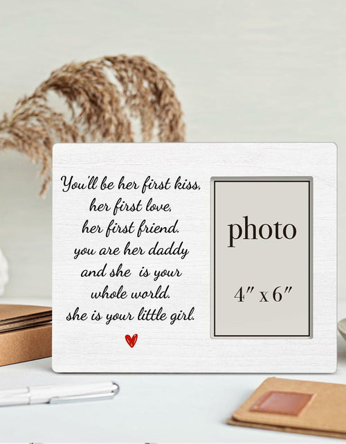 Load image into Gallery viewer, QZJ New Dad Wood Picture Frame Girl Dad Gifts 4x6 Inch Multicolour
